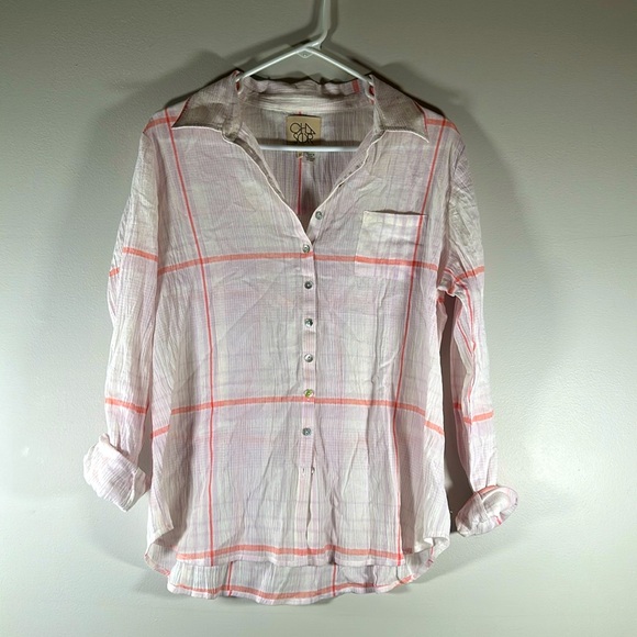 CHASER Classic long sleeve Button Down Shirt Madras size medium NWOT - Picture 2 of 5